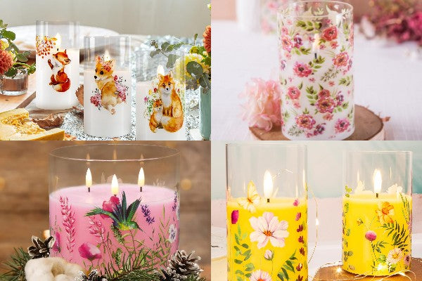 Eywamage Pattern Glass Flameless Pillar Candles