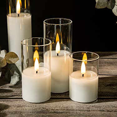Velas LED De Cristal Con Mando - Pack De 5, Llama Parpadeante, Batería - Decoración Segura