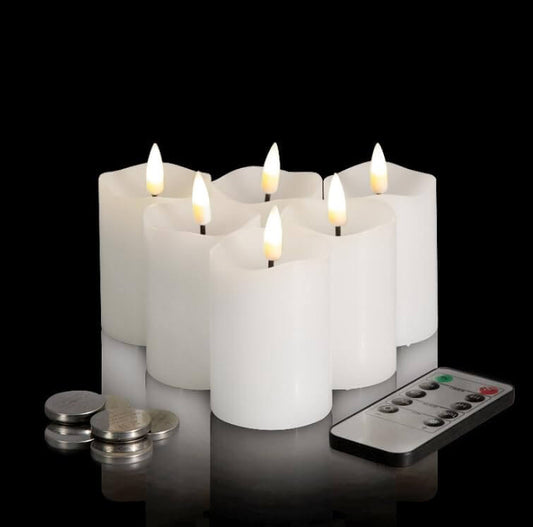 White Real Wax Flameless Votive Candles - Set of 6 - Eywamage