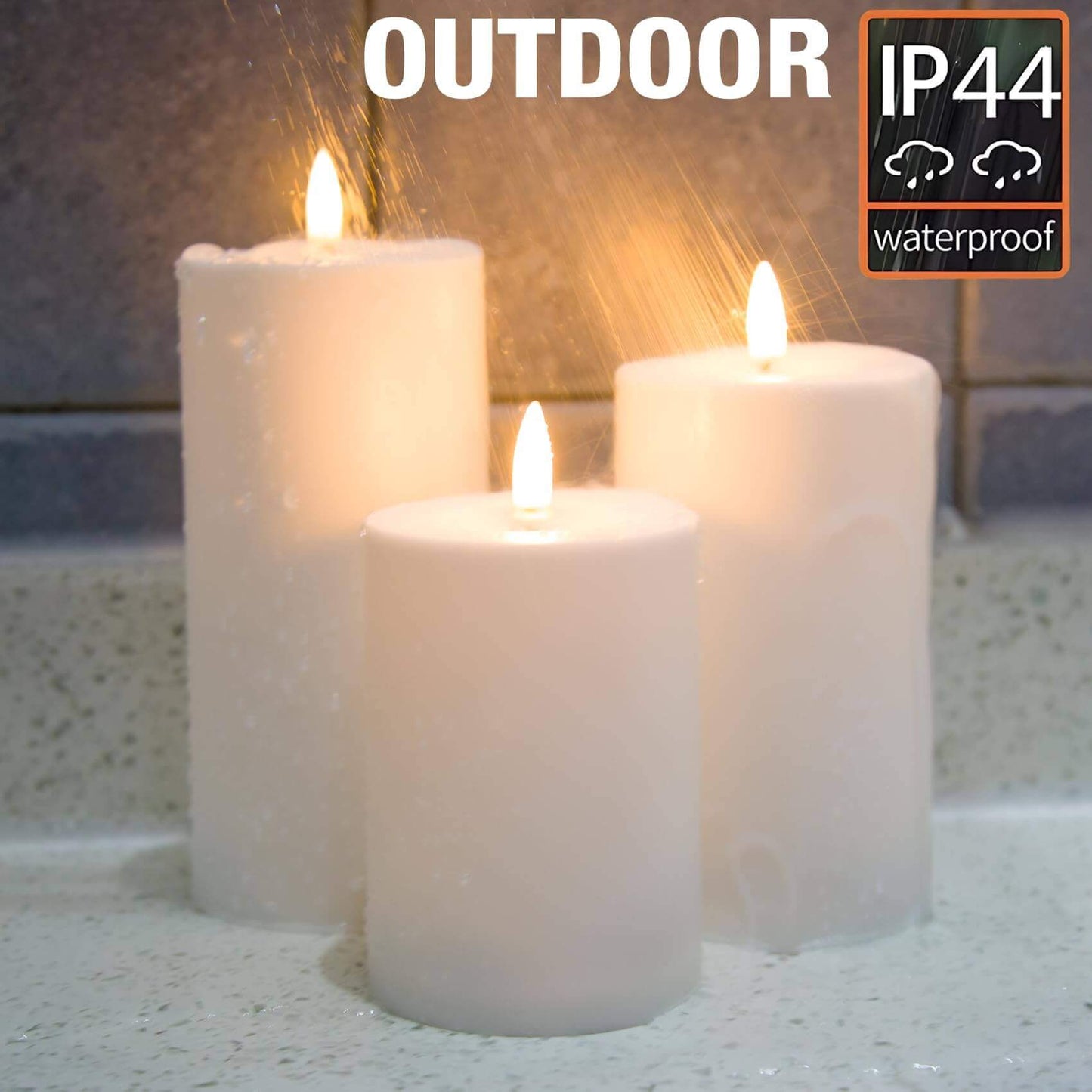 White Waterproof Flameless Pillar Candles with Remote-3 Piece-Eywamage