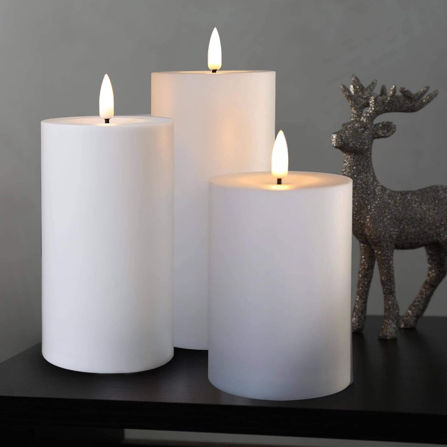 White Waterproof Flameless Pillar Candles with Remote-3 Piece-Eywamage