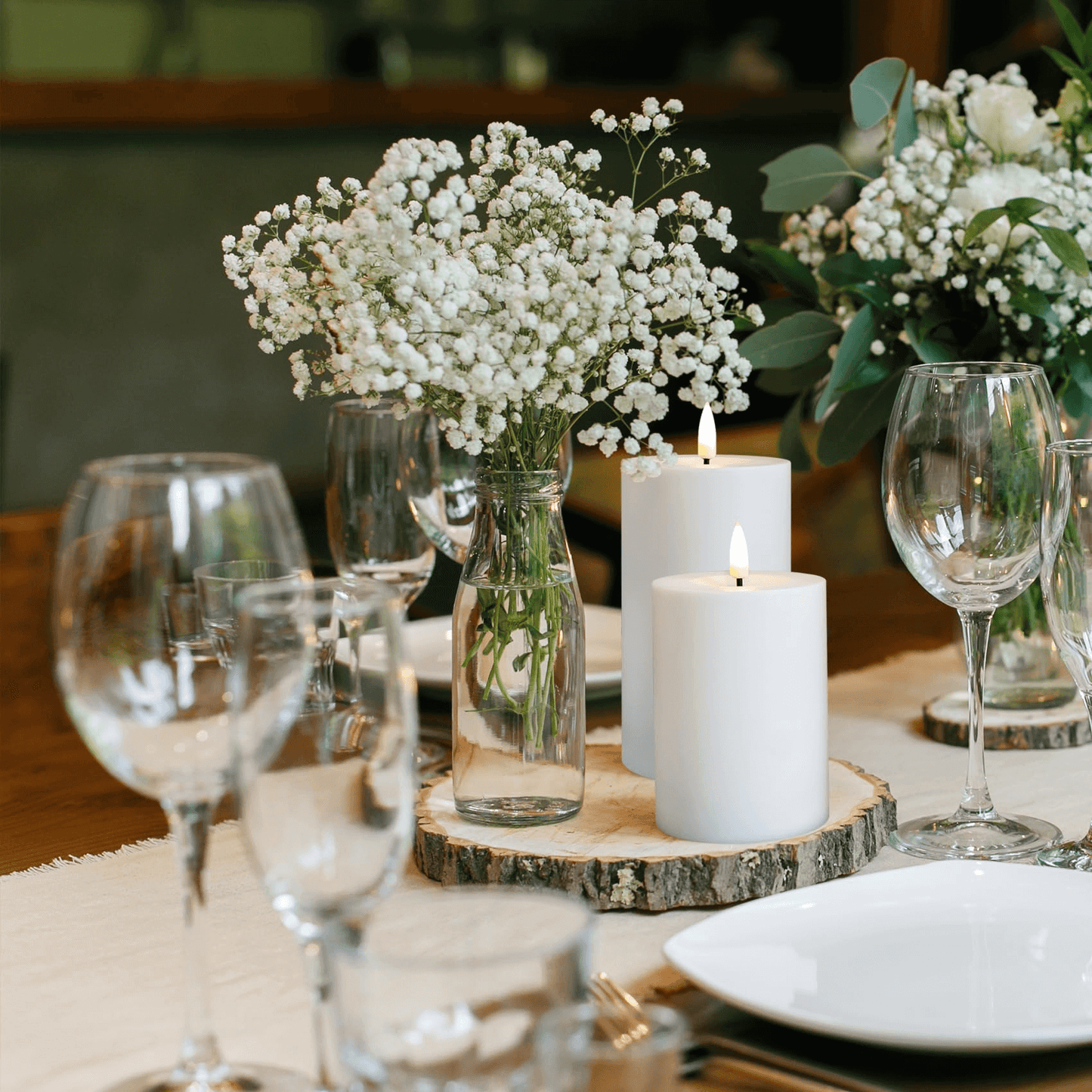 White Waterproof Flameless Pillar Candles with Remote-3 Piece-Eywamage