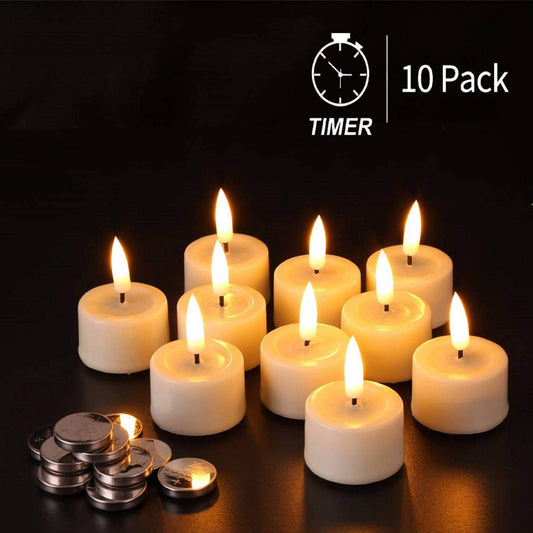 Set of 10 flameless tealight candles with batteries included from Eywamage