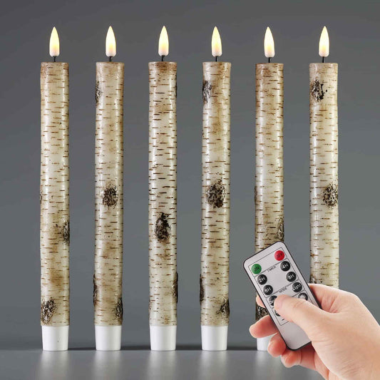 Eywamage Remote Control Birch Flameless Taper Candles - eywamage