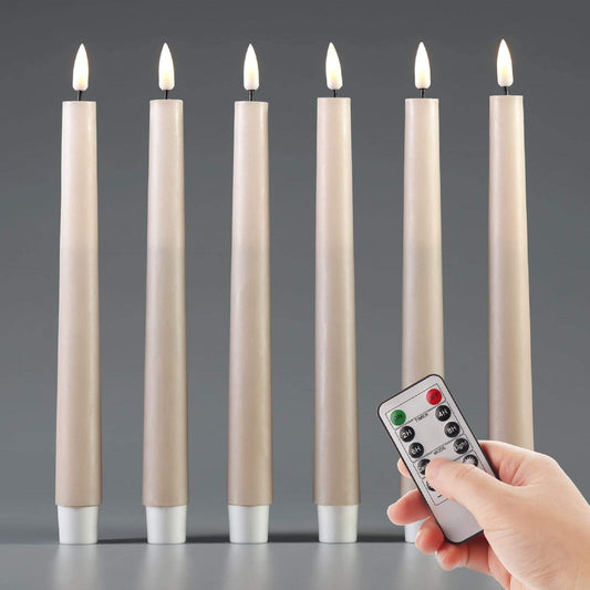 Nude flameless Taper Window Candles with Remote - 6 Pack - Eywamage