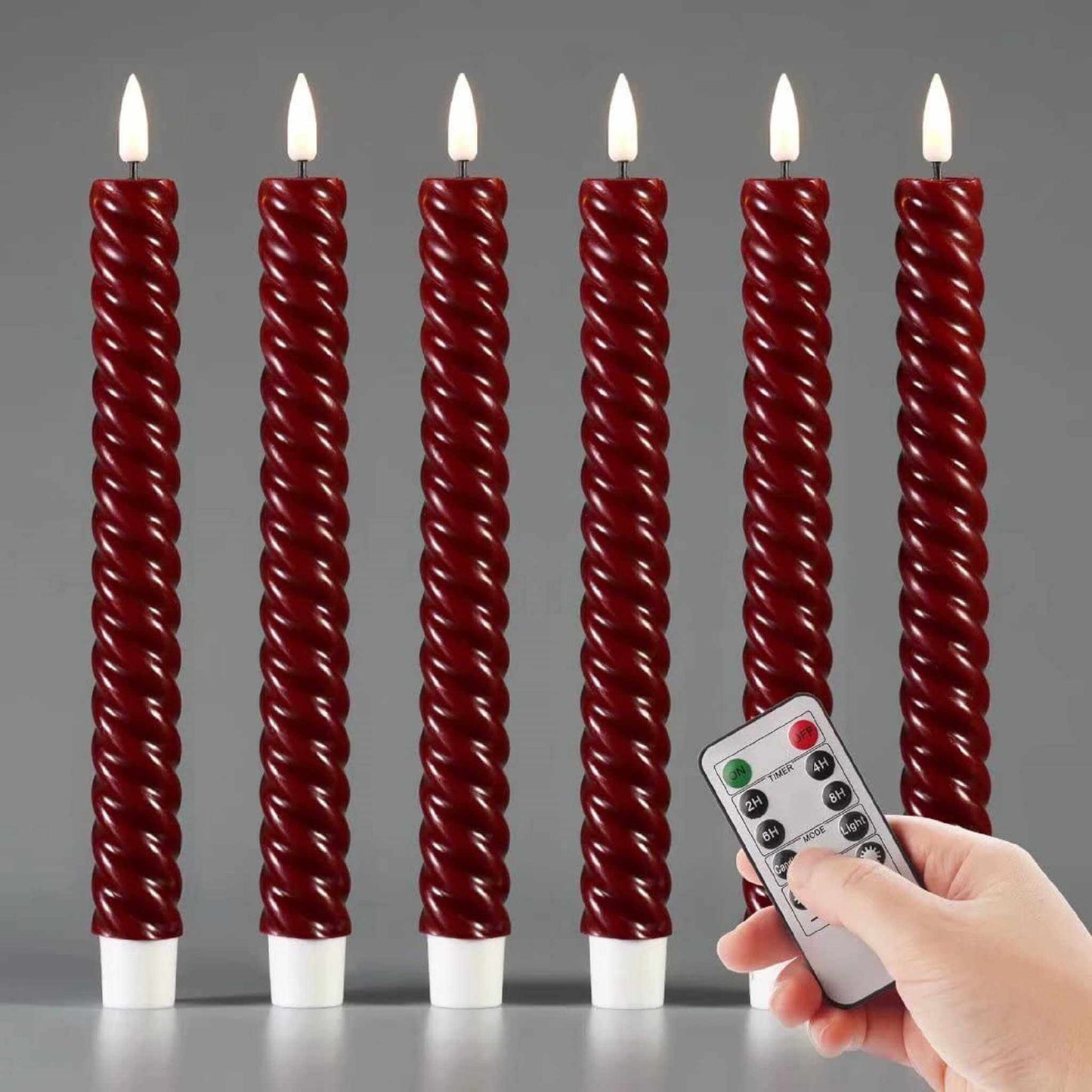 Velas cónicas sin llama en espiral roja Eywamage con control remoto