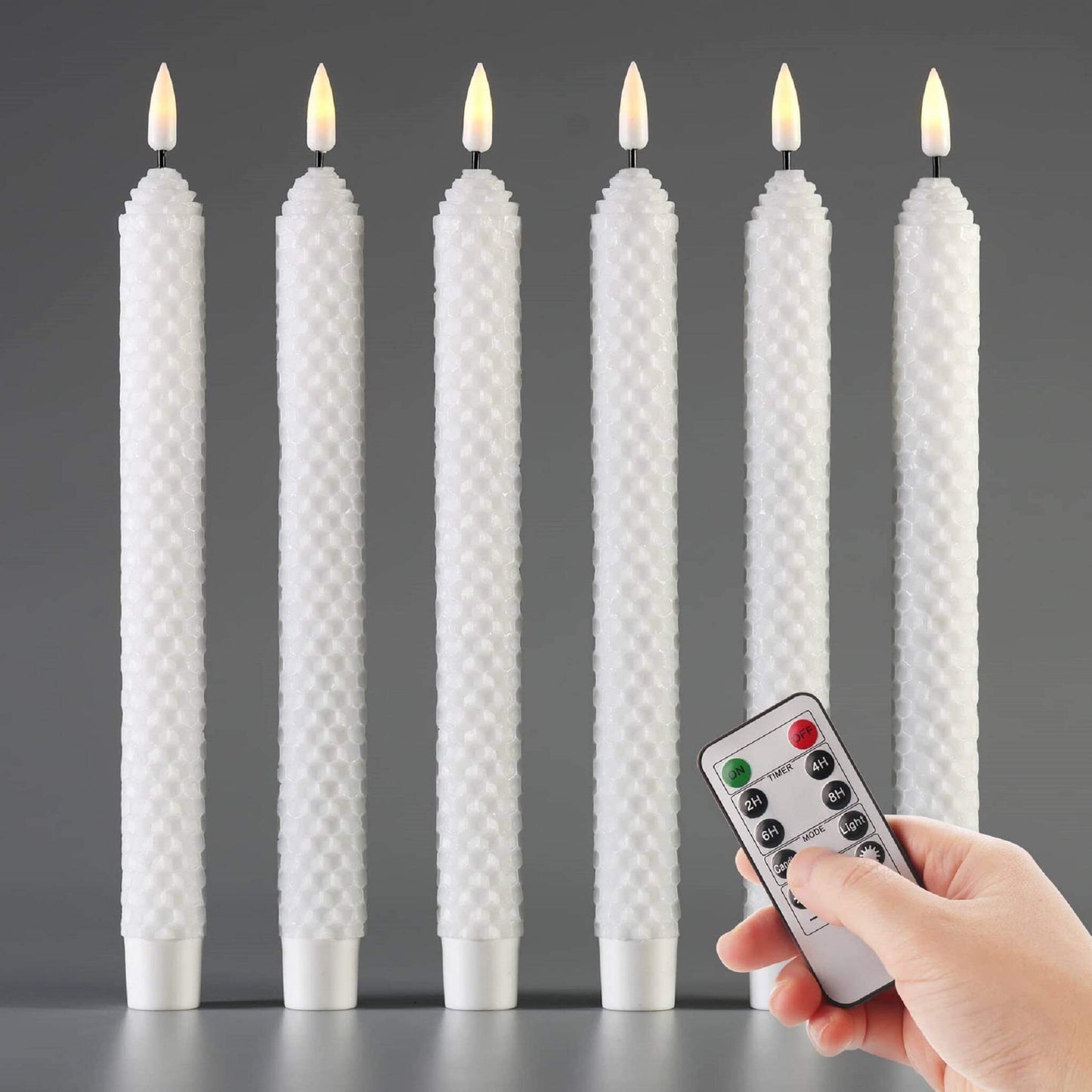 Velas cónicas LED de panal blanco Eywamage con control remoto