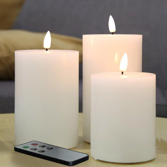 Eywamage White Flat Top Flameless Candles with Remote - eywamage
