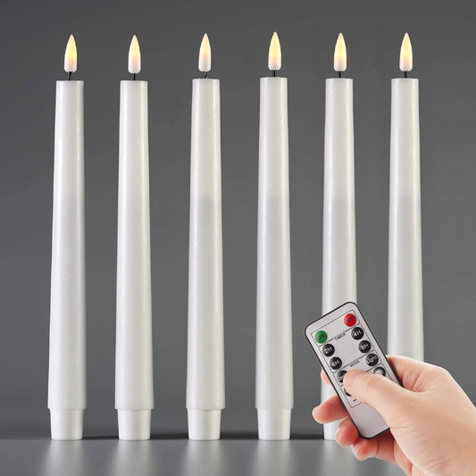 White LED Taper Window Candles with Remote - Set of 6 - Eywamage