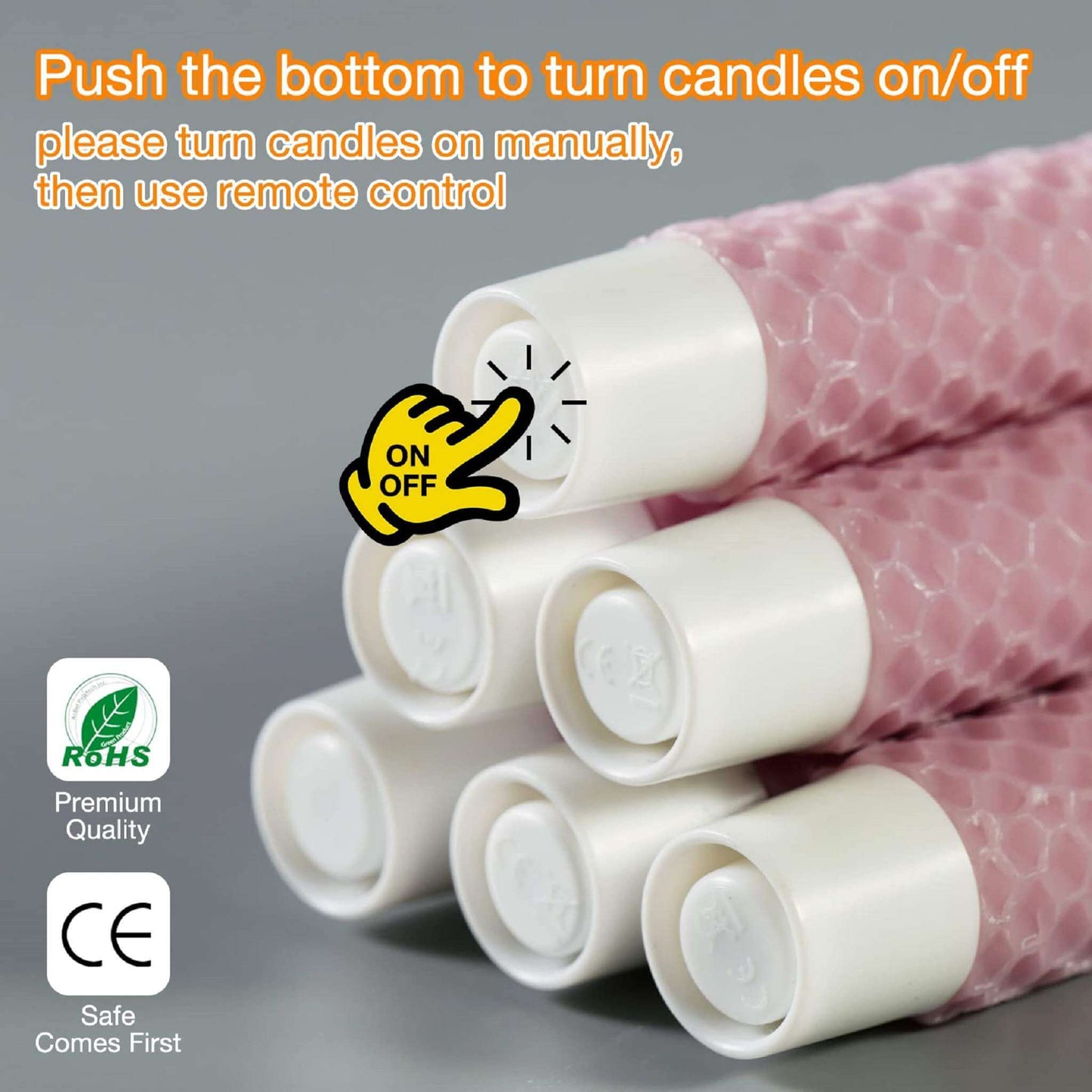 Velas cónicas LED de nido de abeja rosa Eywamage con control remoto
