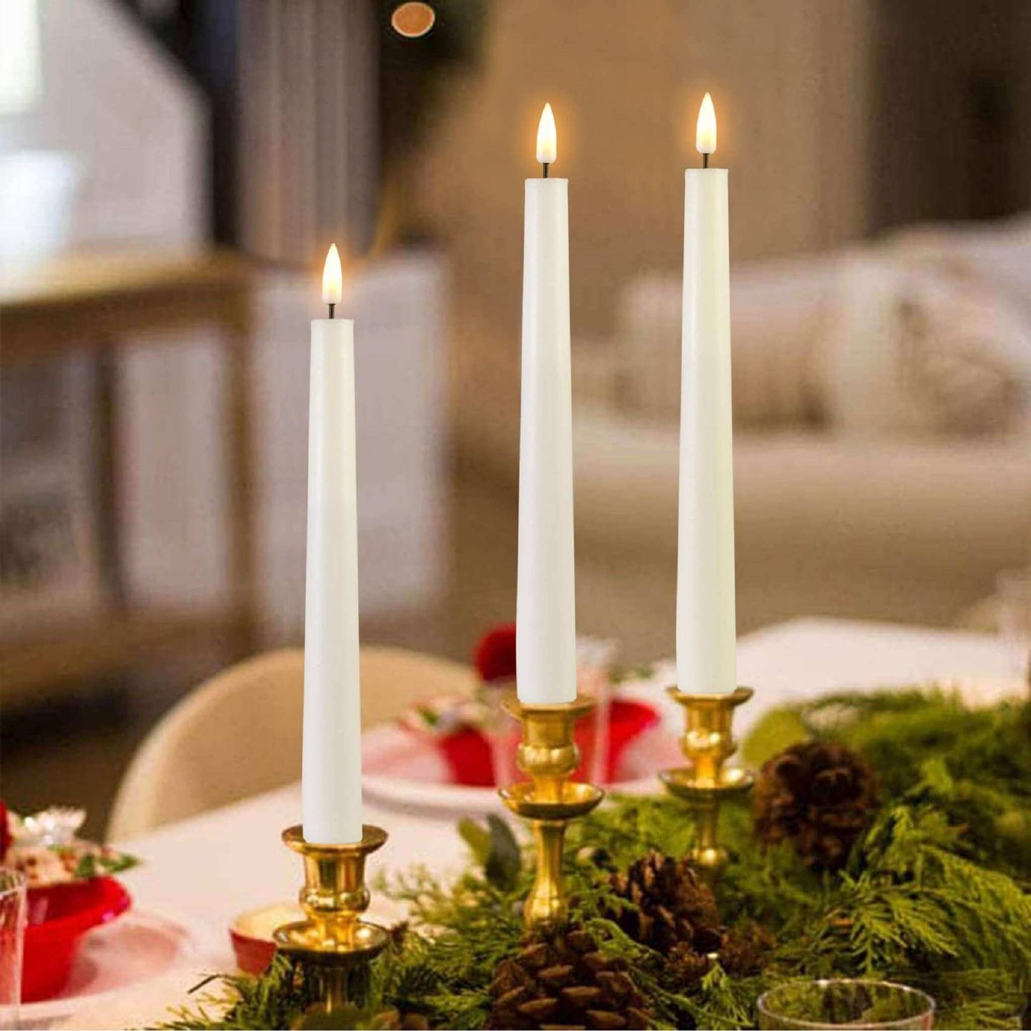 Velas cónicas LED blancas con control remoto Eywamage