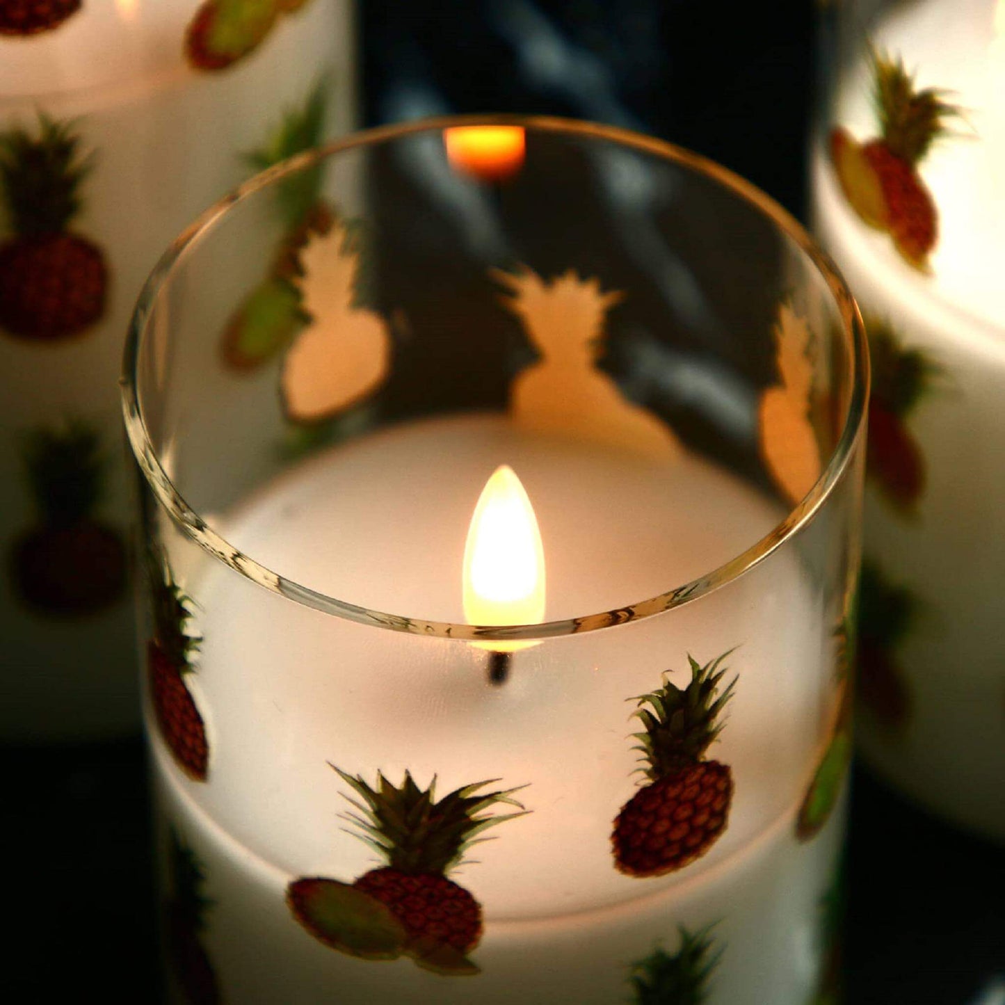 Pineapple Glass Flameless Candles with Remote - 3 Pack - Eywamage