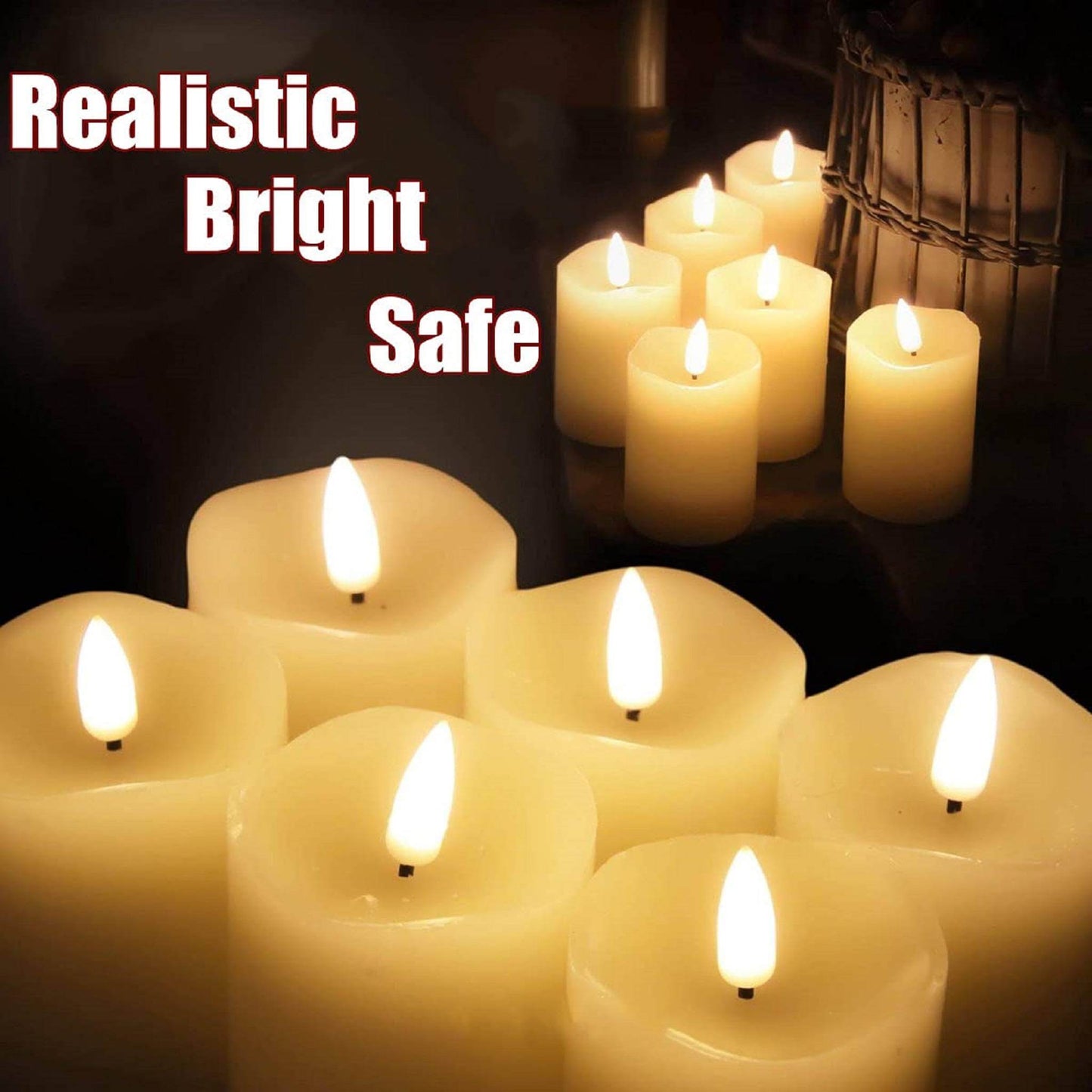 6 Pack Ivory Timer Flameless Votive Candles - 2 inch x 3 inch - Eywamage