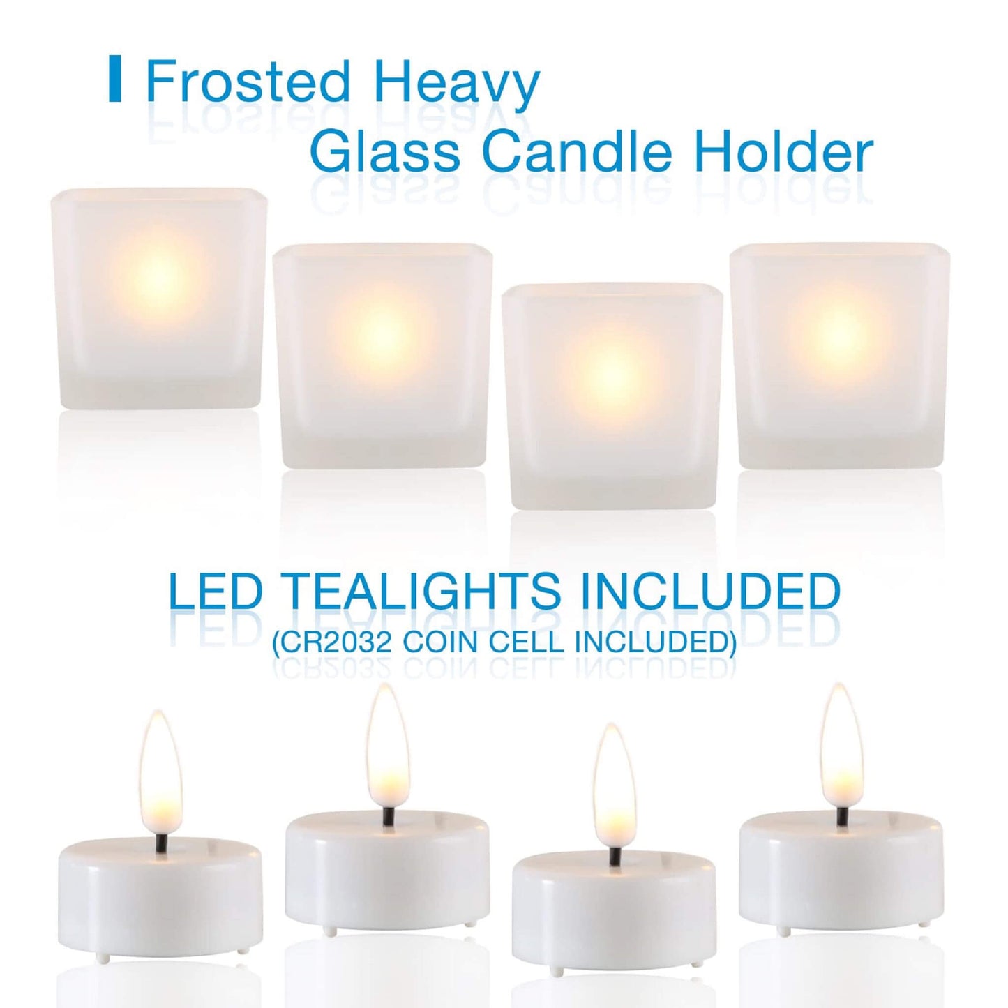 Eywamage Heavy Frosted Glass Square Tea Lights Included