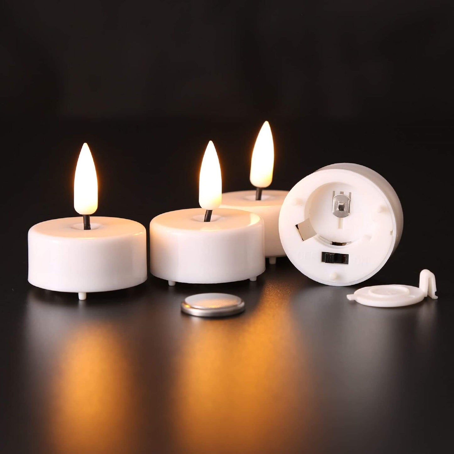 Bright White LED Tealights with Timer - Set of 12 - Eywamage