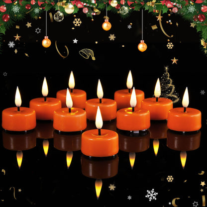 Orange Flameless Wax Tealights with Remote - Set of 10 - Eywamage