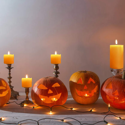 Orange Real Wax LED Votive Candles with Remote - Set of 6 - Eywamage