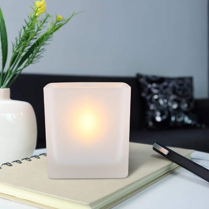 Eywamage Heavy Frosted Glass Square Tea Lights Included