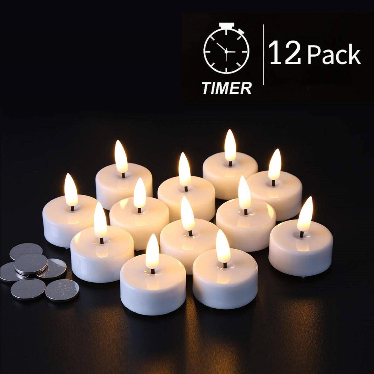 Eywamage Lot de 24 bougies votives LED scintillantes en plastique