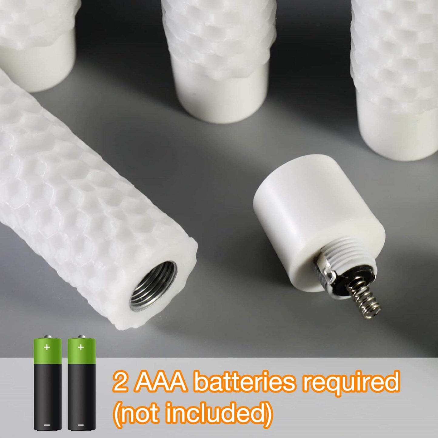 White Honeycomb Look LED Taper Candles with Remote - 6 Pack - Eywamage