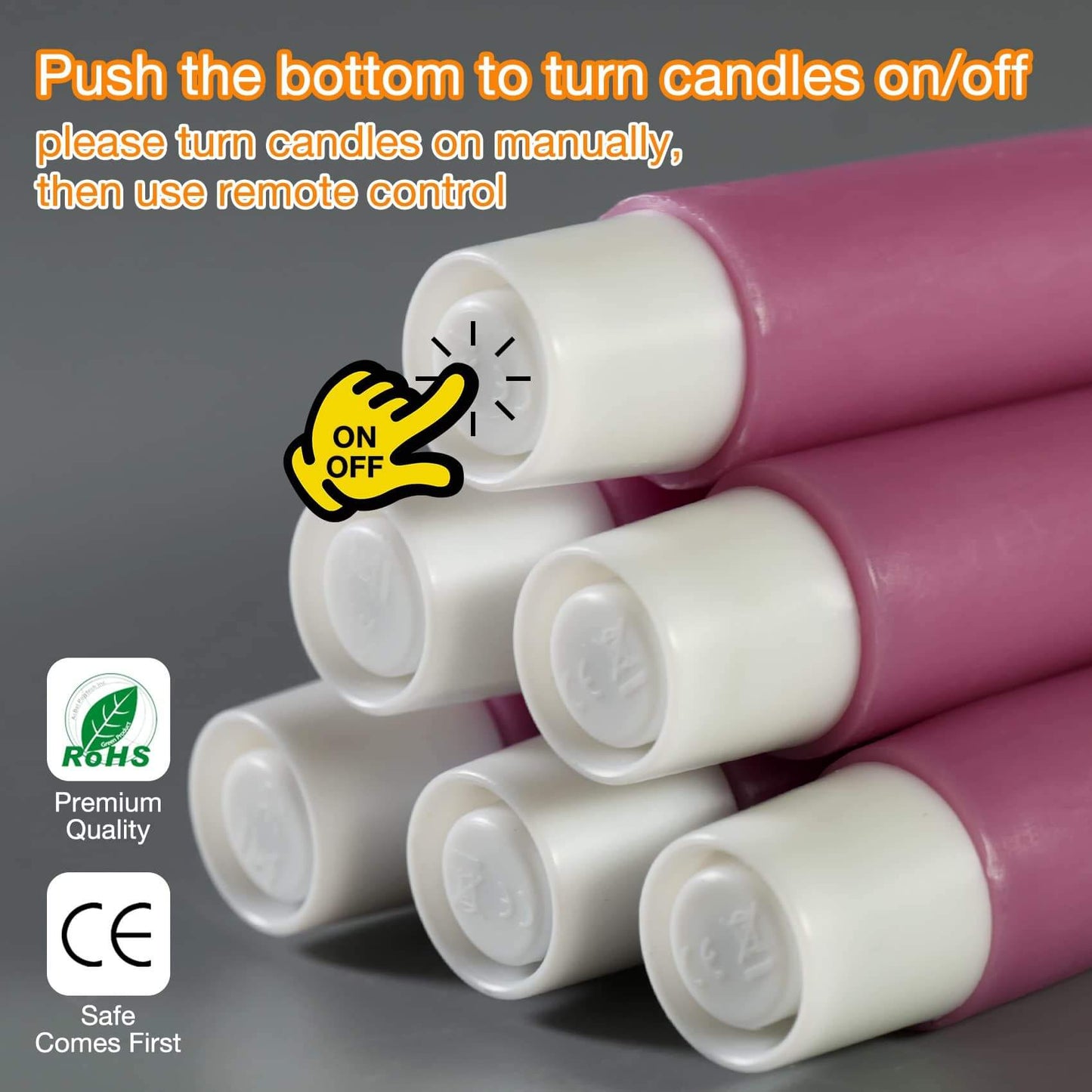 Hot Pink Realistic LED Taper Candles with Remote - 6 Pack - Eywamage