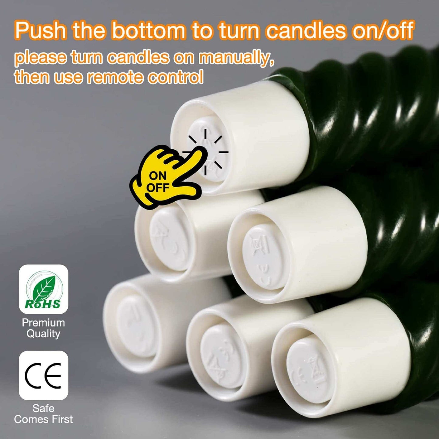 Dark Green Flameless Taper Candles with Remote - 6 Pack - Eywamage