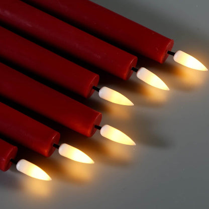 Red Flameless LED Taper Candles with Remote - Set of 6 - Eywamage