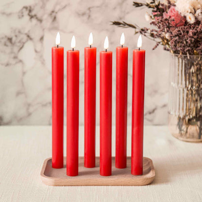 Red Flameless Taper Window Candles with Remote - 6 Pack - Eywamage